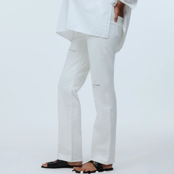 Madewell Maternity '90s Straight Jeans Over-the-Belly Stretch Panel White 29P - Picture 7 of 14